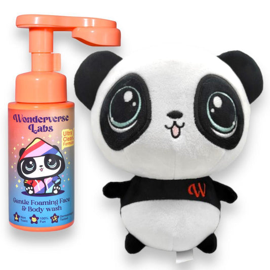 Panda Plushie + Foaming Face and Body wash